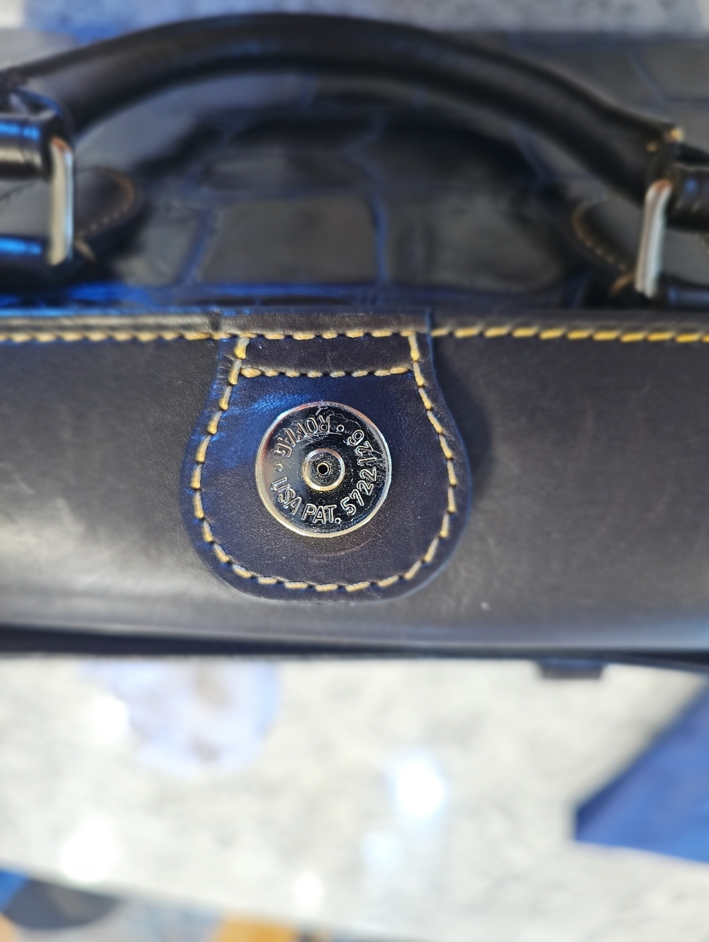Vintage Dooney & Bourke Janine Leather Tote with Navy Blue Pebble Grain Wristlet - Picture 8 of 11